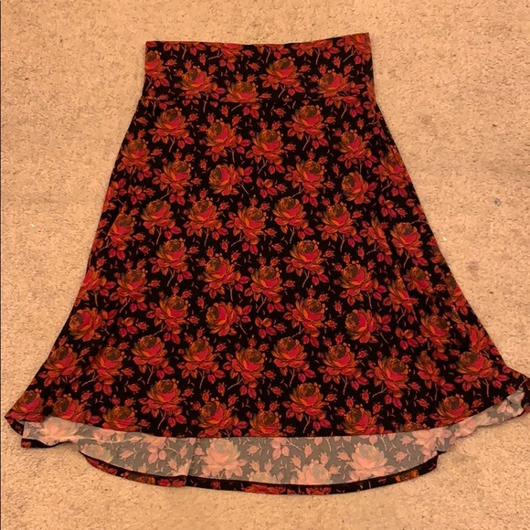 Black + Pink Floral LuLaRoe Azure Skirt, size L - Picture 1 of 5